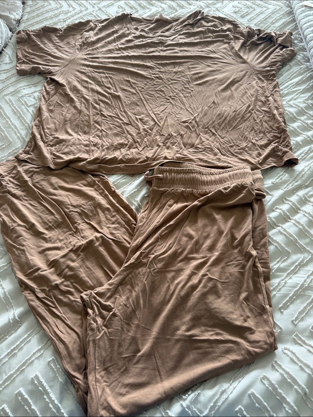 nuuds Two-Piece Pajama Set in Taupe Brown Sz XL NEW